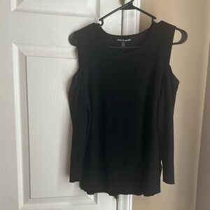 Cable & Gauge Black Cold Shoulder Sweater